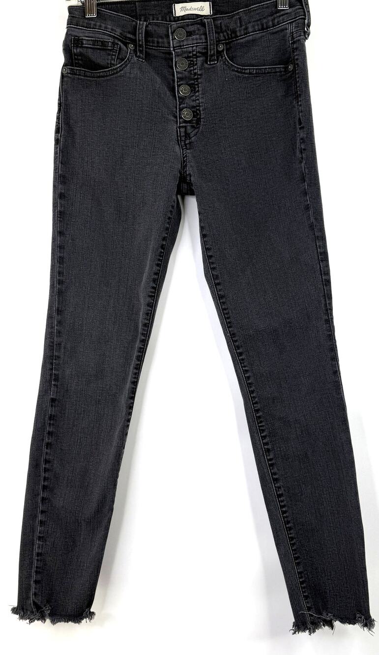 Madewell Women's Black 9" Mid-Rise Skinny Raw Hem Jeans Size 27